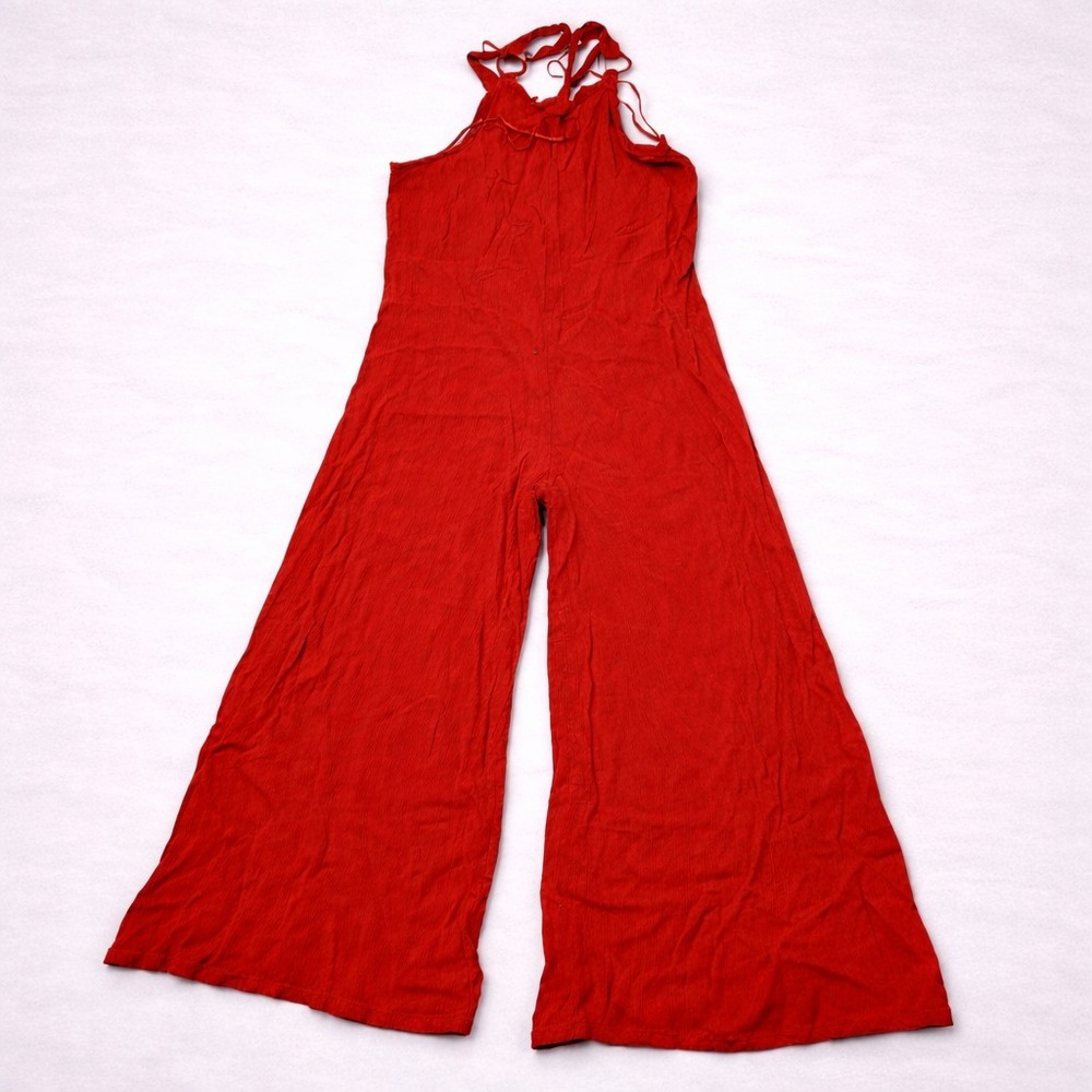 Topshop Womens Jumpsuit Red Wide Leg Halter Romper Size 4-6
